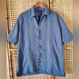 Axist Men's Short Sleeve Button Up Blue Cabana Shirt, Size L